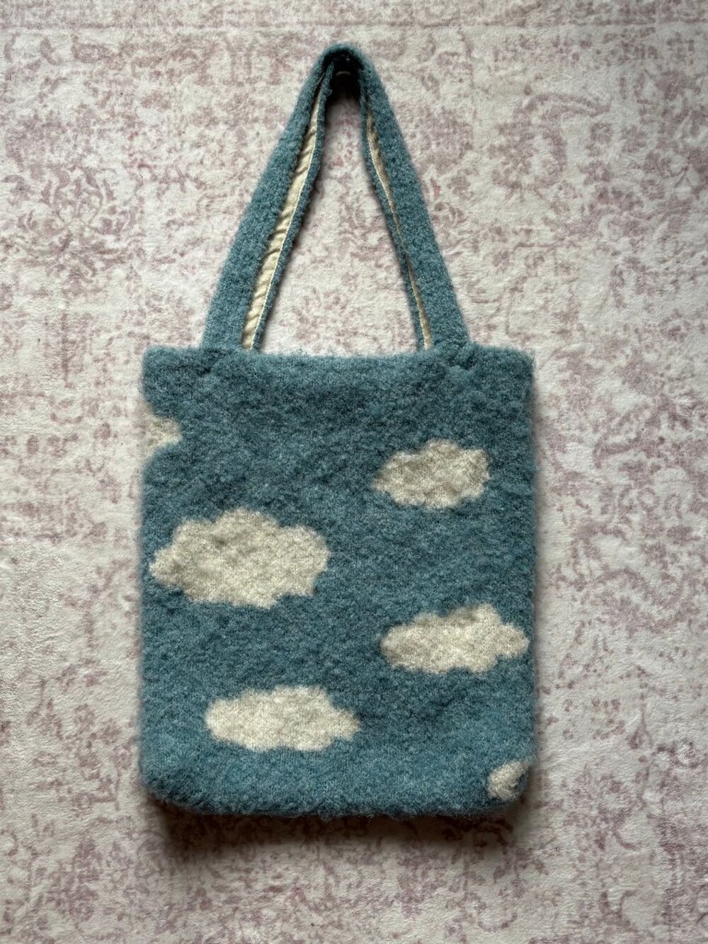 Free People fuzzy fluffy cloud print tote bag